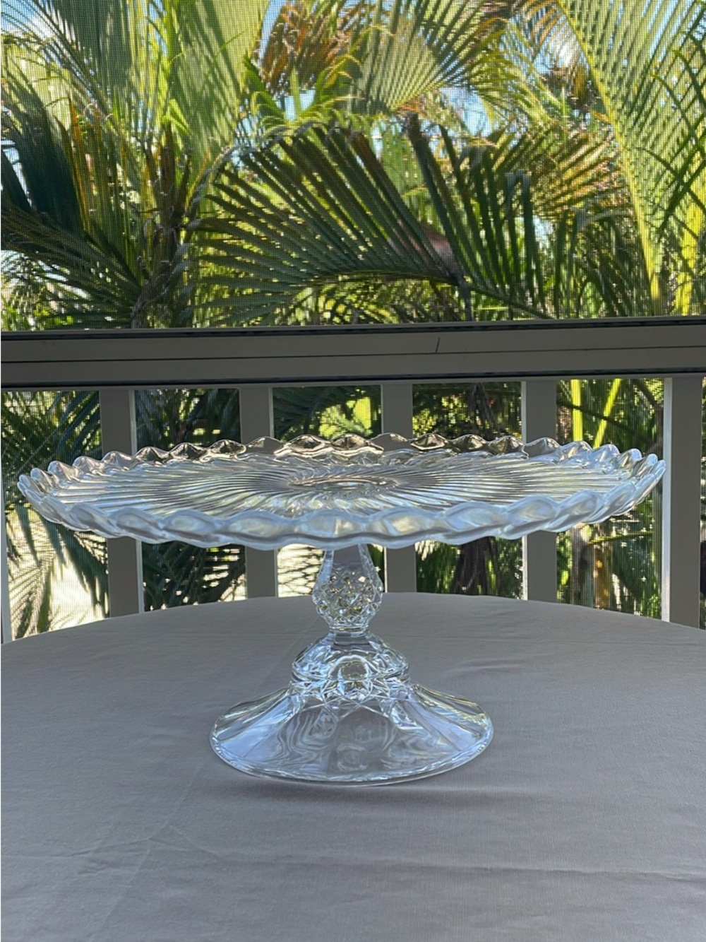 Vintage Cristal D'Arques Durand "Soleil" Clear crystal Cake Stand – 12”